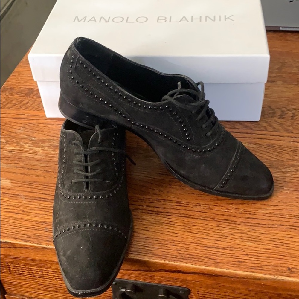Manolo Blahnik Perlita Studded Oxford Flat